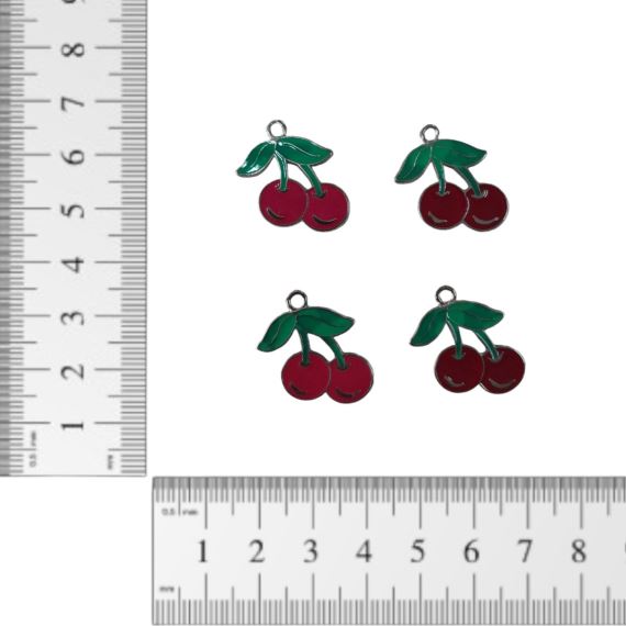 Dije Cereza Metalico Esmaltado X 8 Unidades Surtidas