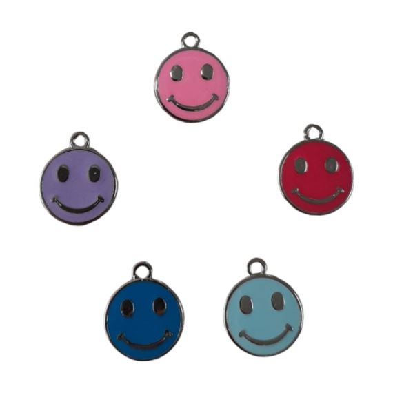 Dije Smile Metalico Esmaltado X 12 Unidades Surtidas