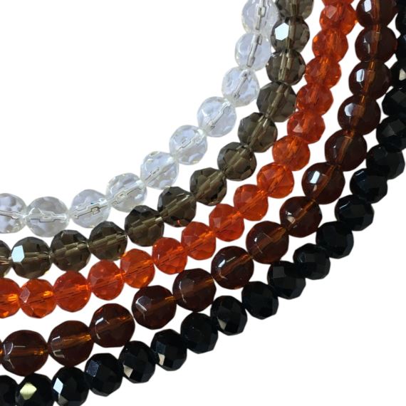 VIDRIOS CON FORMA DE DONA FACETADOS 10 MM X 5 TIRAS