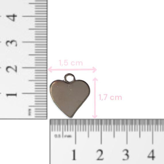 DIJE METÁLICO PLATEADO CORAZÓN X 10 UNIDADES 2