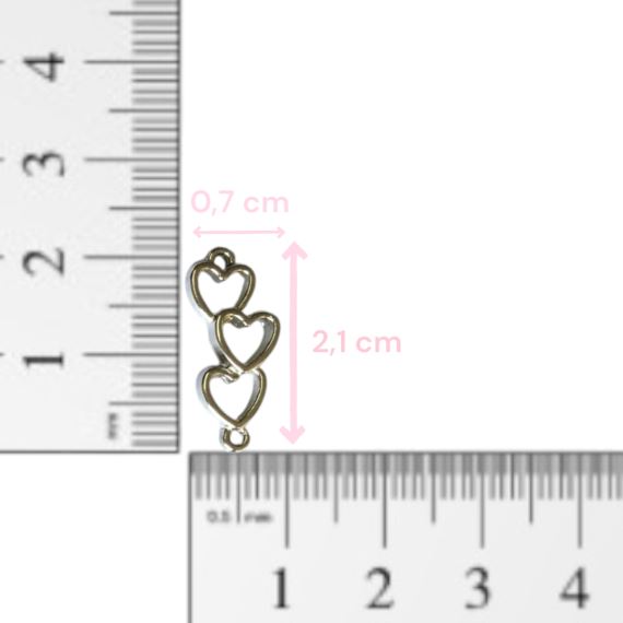 DIJE METÁLICO PLATEADO CORAZÓN X 10 UNIDADES 12