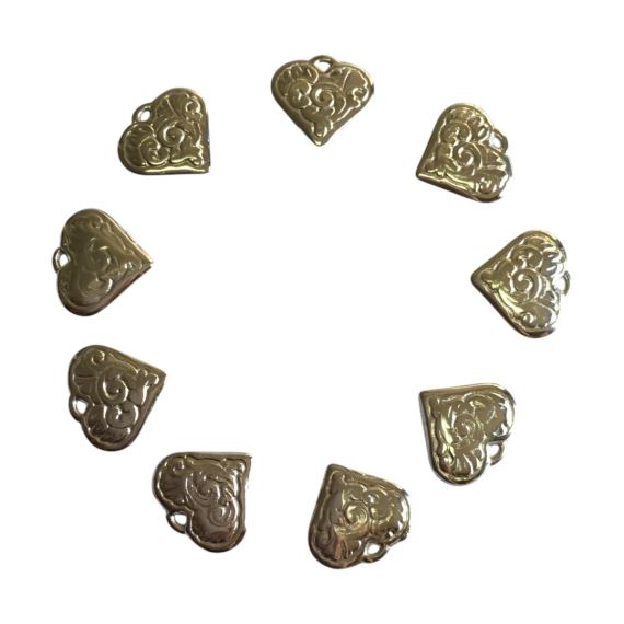 DIJE METÁLICO PLATEADO CORAZÓN X 10 UNIDADES 15