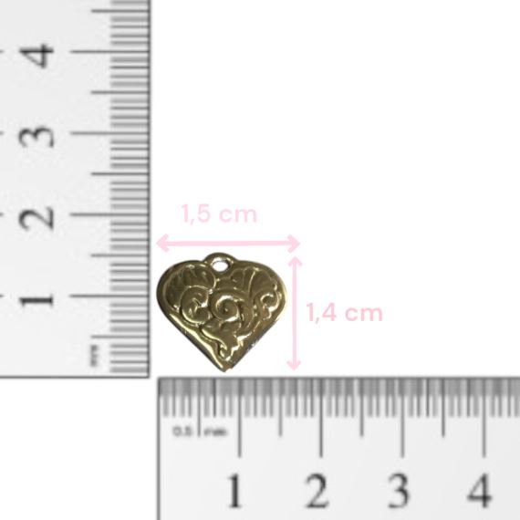 DIJE METÁLICO PLATEADO CORAZÓN X 10 UNIDADES 15