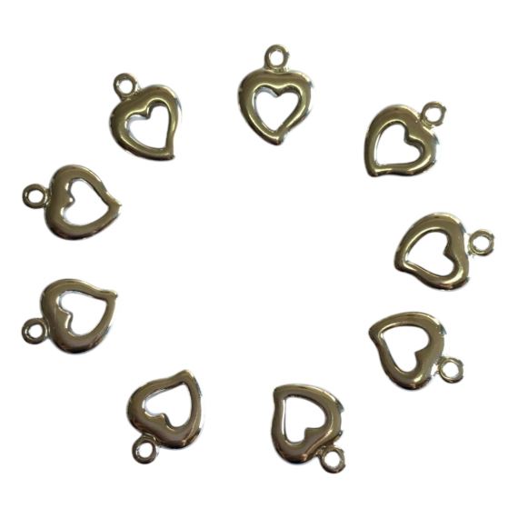 DIJE METÁLICO PLATEADO CORAZÓN X 10 UNIDADES 16