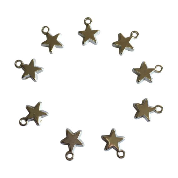 DIJE METÁLICO PLATEADO ESTRELLA X 10 UNIDADES 2