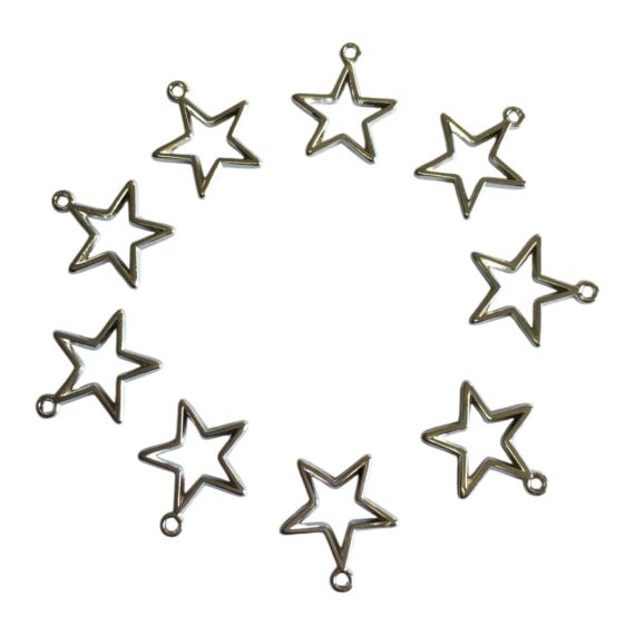 DIJE METÁLICO PLATEADO ESTRELLA X 10 UNIDADES 4