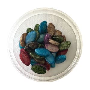 PIEZAS DE PLÁSTICO OVAL BRILLANTE COLORES SURTIDOS X 50 GRAMOS