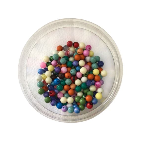 BOLITAS PLÁSTICAS 6 MM COLORES SURTIDOS X 50 GRAMOS
