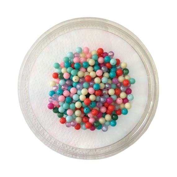 BOLITAS PLÁSTICAS 4 MM COLORES SURTIDOS X 50 GRAMOS