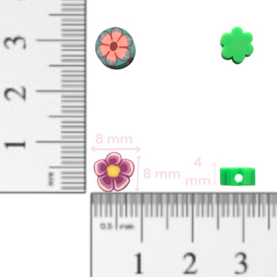 CUENTAS DE FIMO EN FORMA DE FLOR X 100 UNIDADES