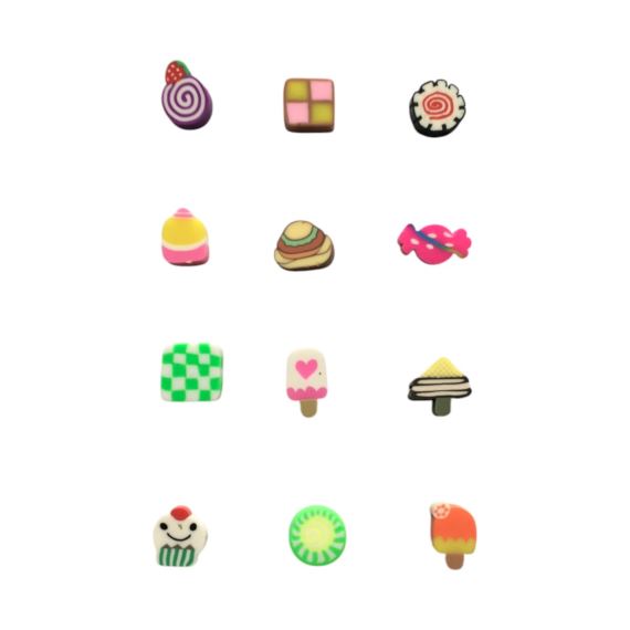 CUENTAS DE FIMO EN FORMA DE COMIDA X 100 UNIDADES