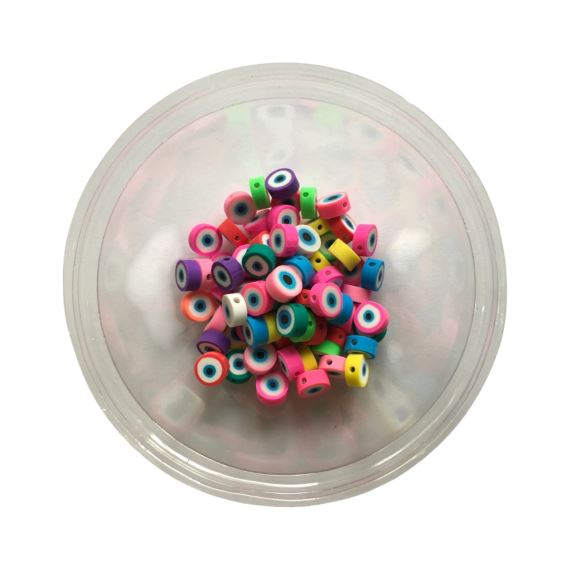 CUENTAS DE FIMO DE OJO TURCO X 100 UNIDADES