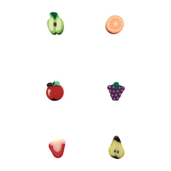 CUENTAS DE FIMO EN FORMA DE FRUTAS X 100 UNIDADES