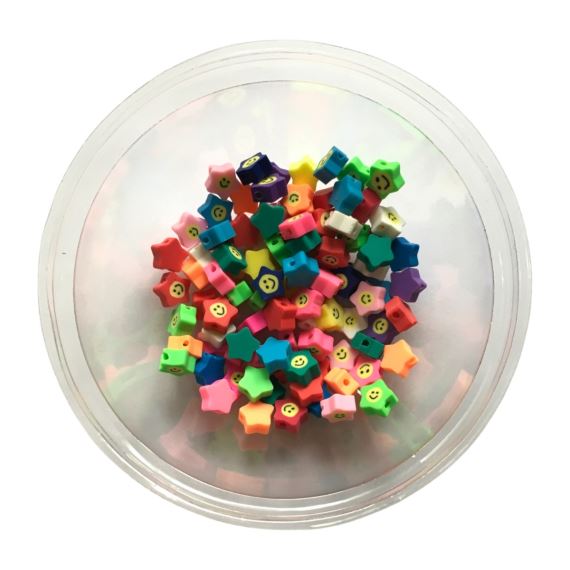 CUENTAS DE FIMO EN FORMA DE ESTRELLA X 100 UNIDADES