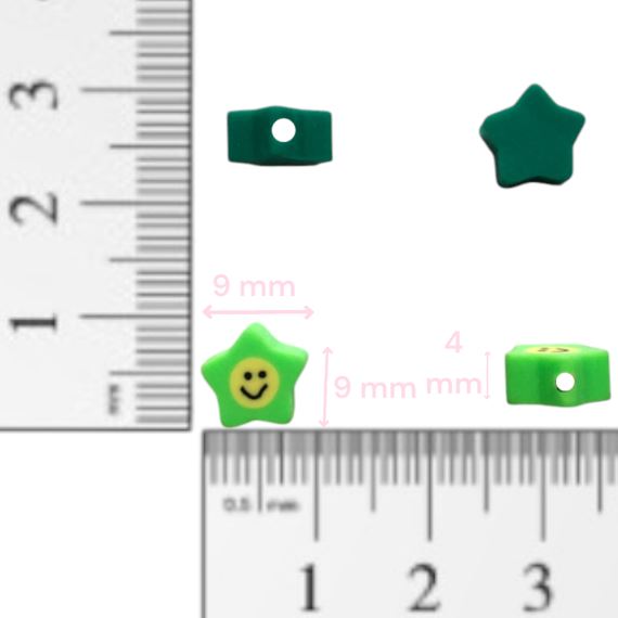 CUENTAS DE FIMO EN FORMA DE ESTRELLA X 100 UNIDADES