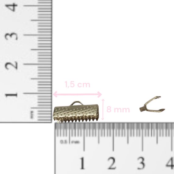 TERMINAL PIRAÑA CIERRE COCODRILO NIQUEL 1,5 CM X 100 UNIDADES