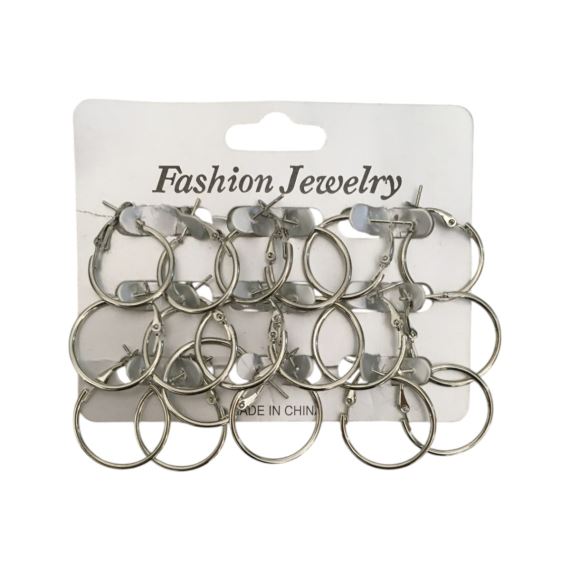 SET ARGOLLAS METALICAS NIQUEL 2 TAMAÑOS X 9 PARES