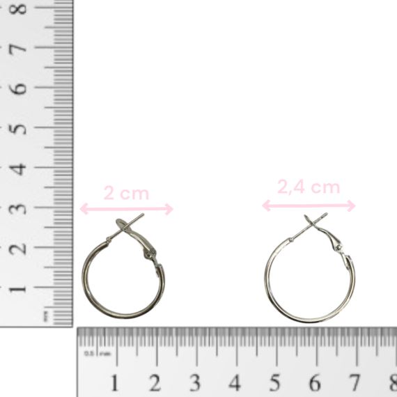 SET ARGOLLAS METALICAS NIQUEL 2 TAMAÑOS X 9 PARES