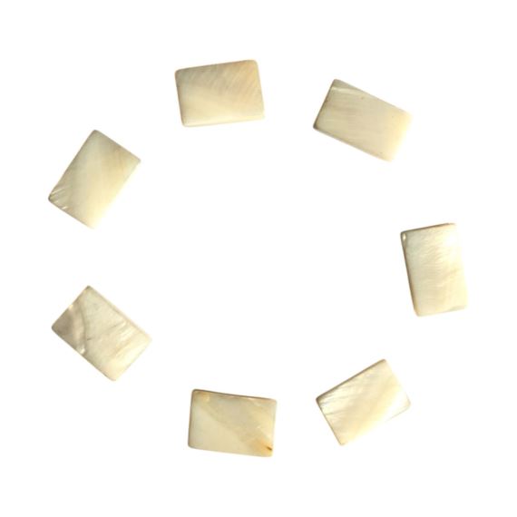 CUENTAS DE NACAR RECTANGULAR CON AGUJERO PASANTE X 20 UNIDADES
