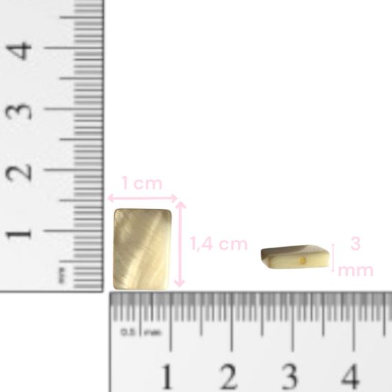 CUENTAS DE NACAR RECTANGULAR CON AGUJERO PASANTE X 20 UNIDADES