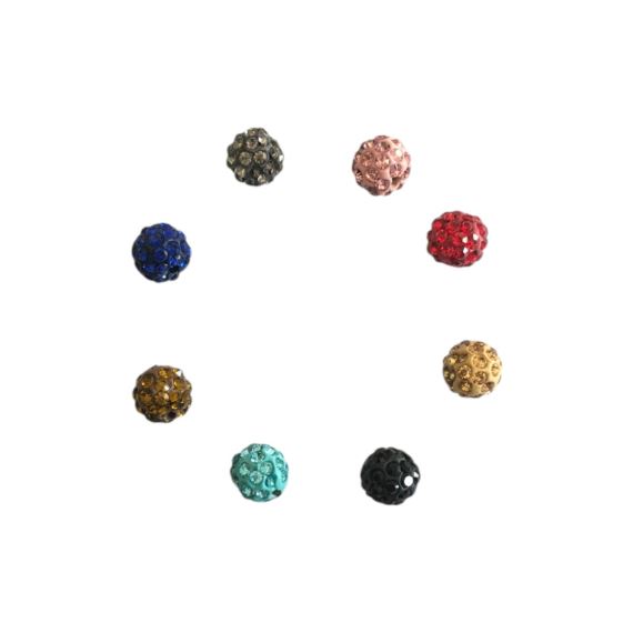 BOLA DE FUEGO STRASS 10 MM AGUJERO PASANTE X 10 UNIDADES