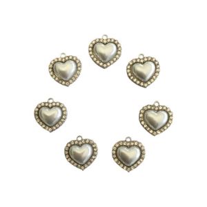 DIJE CORAZÓN STRASS MEDIA PERLA ZAMAC X 10 UNIDADES