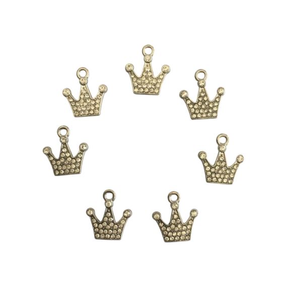 DIJE CORONA ZAMAC PLATEADO STRASS X 10 UNIDADES