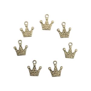 DIJE CORONA ZAMAC PLATEADO STRASS X 10 UNIDADES