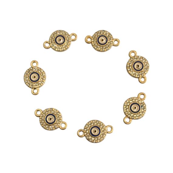 DIJE CIRCULAR OJO TURCO STRASS X 10 UNIDADES
