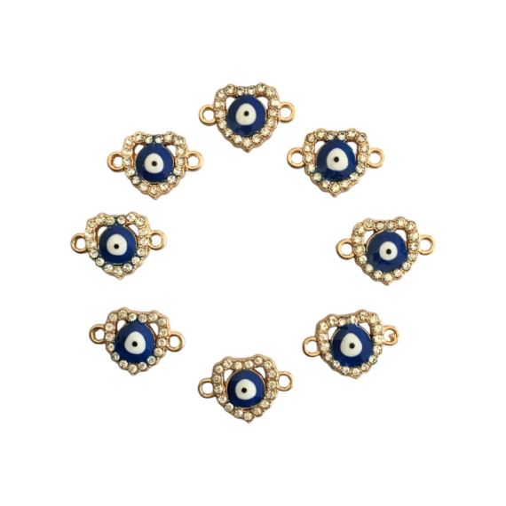 DIJE ZAMAC CORAZON OJO TURCO STRASS X 10 UNIDADES