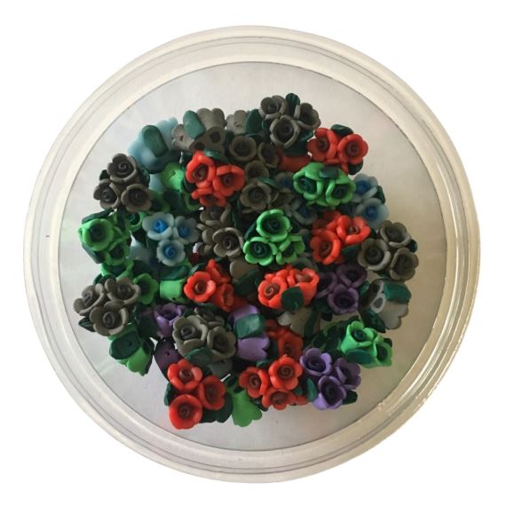 FLORES FIMO AGUJERO TRANSVERSAL X 10 UNIDADES