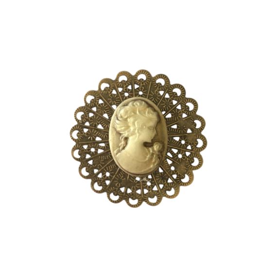 CAMAFEO DAMA ANTIGUA CHAPA FILIGRANADA BRONCE VIEJO X 2 UNIDADES