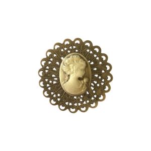 CAMAFEO DAMA ANTIGUA CHAPA FILIGRANADA BRONCE VIEJO X 2 UNIDADES