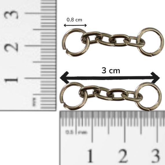 CADENA PARA LLAVERO CON ARGOLLAS DE 8 MM X 10 UNIDADES