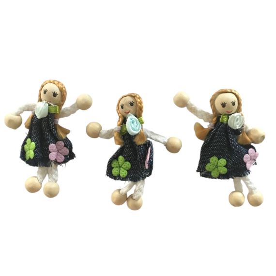 MUÑEQUITAS DE TELA CON FLORES X 10 UNIDADES