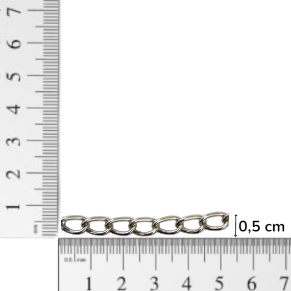 CADENA HIERRO NIQUEL ESLABON ALARGADO 5 MM X METRO CH28