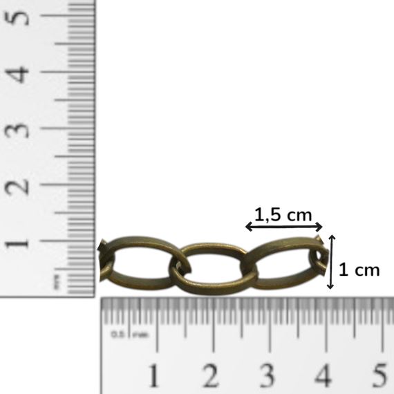 CADENA HIERRO BRONCE VIEJO 1,5 CM X 1 CM TIRA 70 CM CBV1