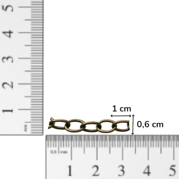 CADENA FORCE HIERRO BRONCE VIEJO 1 CM X 6 MM TIRA 70 CM CBV3