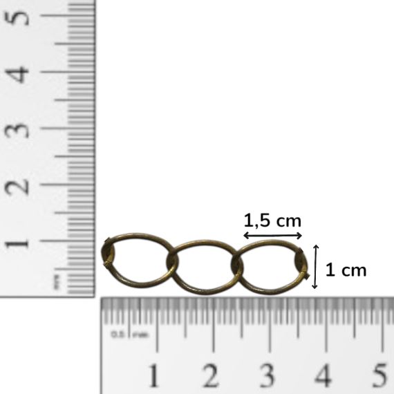 CADENA CHANEL HIERRO BRONCE VIEJO 1,5 CM X 1 CM X METRO CBV4