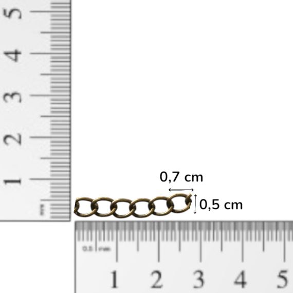 CADENA HIERRO BRONCE VIEJO 7 MM X 5 MM X METRO CBV10