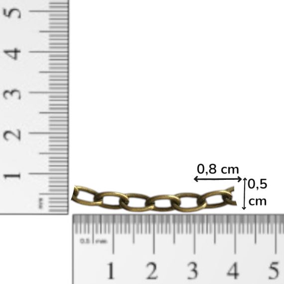 CADENA HIERRO BRONCE VIEJO 8 MM X 5 MM X METRO CBV12