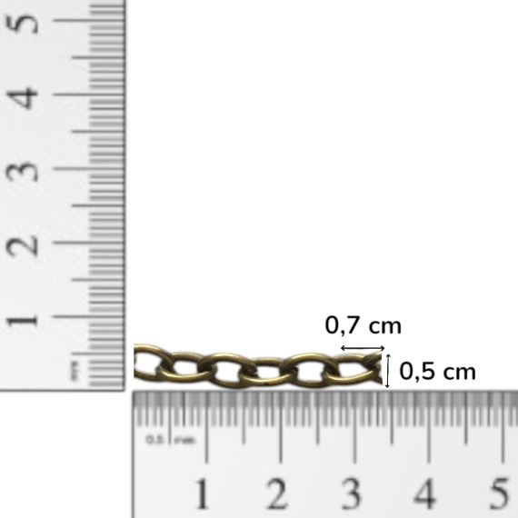 CADENA HIERRO BRONCE VIEJO 5 MM X 7 MM X METRO CBV15