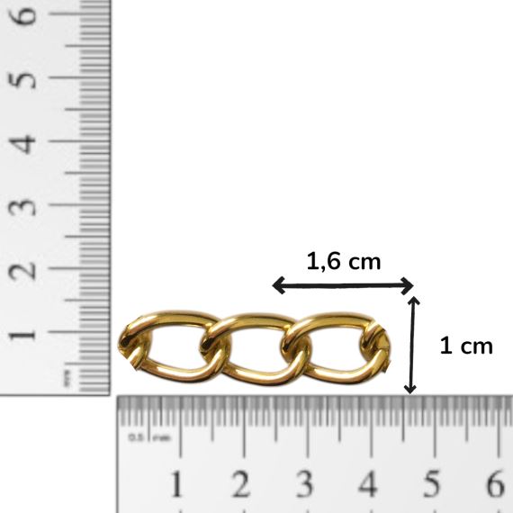 CADENA ALUMINIO DORADA 1,6 CM X 1 CM X METRO CD3A