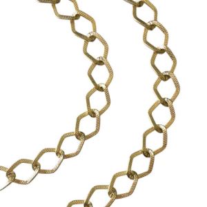 CADENA ALUMINIO DORADA ESLABON ROMBOIDAL GRABADO X METRO CD5A