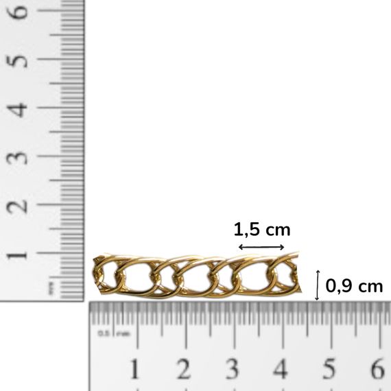 CADENA ALUMINIO DORADA TOURBILLON 9 MM X 1,5 CM X METRO CD9A