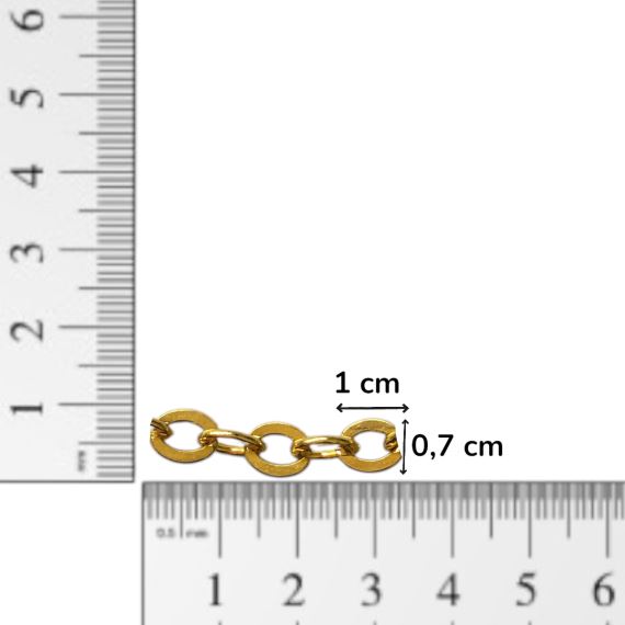 CADENA ESPEJITO DORADA HIERRO 1 CM X 7 MM X METRO CDH7