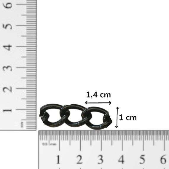 CADENA ALUMINIO NEGRA 1,4 CM X 1 CM X METRO CBA1