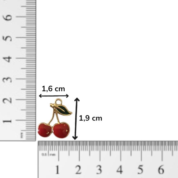 DIJE CEREZA ESMALTADO X 4 UNIDADES