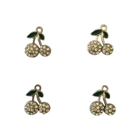 DIJE METALICO STRASS CEREZA X 4 UNI