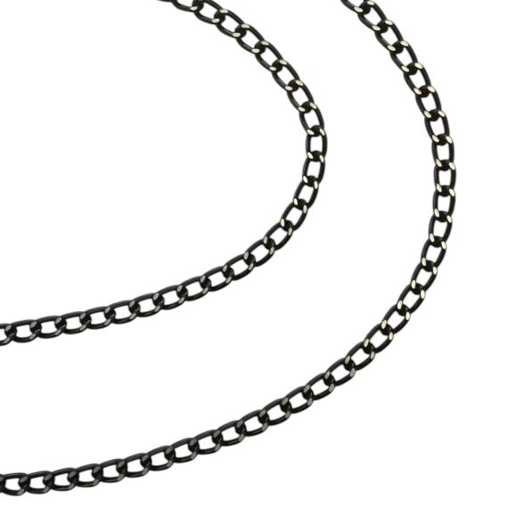 CADENA ALUMINIO NEGRA LIMADA 7 MM X 5 MM X METRO CBA5